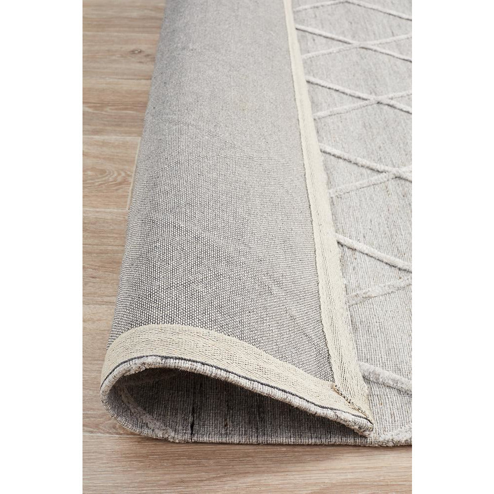 Vienna 2351 Hand Loomed Silver Grey Patterned Wool and Viscose Modern Rug