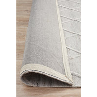 Vienna 2351 Hand Loomed Silver Grey Patterned Wool and Viscose Modern Rug