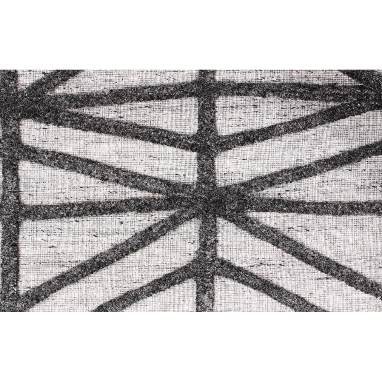 Vienna 2353 Hand Loomed Pewter Charcoal Grey Patterned Wool and Viscose Modern Rug - Rugs Of Beauty - 4