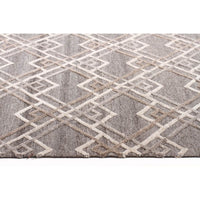 Vienna 2354 Hand Loomed Silver Grey Beige Brown Patterned Wool and Viscose Modern Rug - 3