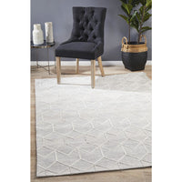 Vienna 2355 Hand Loomed Grey Beige Patterned Wool and Viscose Modern Rug