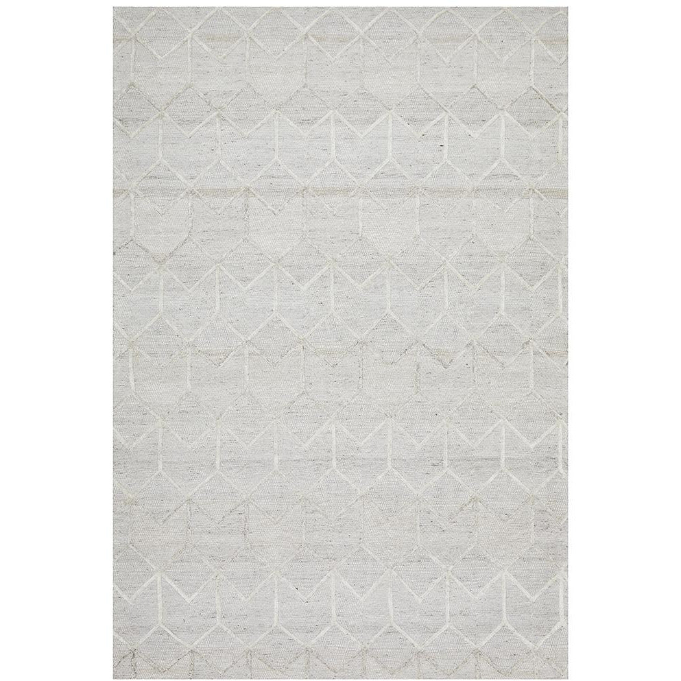 Vienna 2355 Hand Loomed Grey Beige Patterned Wool and Viscose Modern Rug