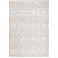 Vienna 2355 Hand Loomed Grey Beige Patterned Wool and Viscose Modern Rug - Rugs Of Beauty - 1