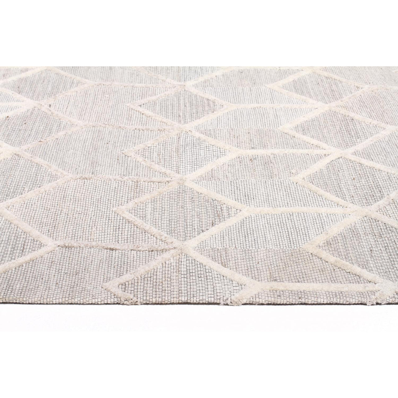 Vienna 2355 Hand Loomed Grey Beige Patterned Wool and Viscose Modern Rug - Rugs Of Beauty - 3