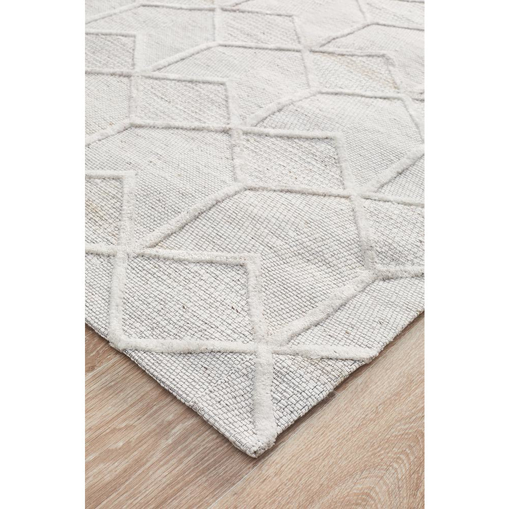 Vienna 2355 Hand Loomed Grey Beige Patterned Wool and Viscose Modern Rug
