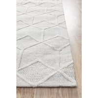 Vienna 2355 Hand Loomed Grey Beige Patterned Wool and Viscose Modern Rug