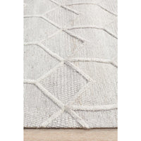 Vienna 2355 Hand Loomed Grey Beige Patterned Wool and Viscose Modern Rug