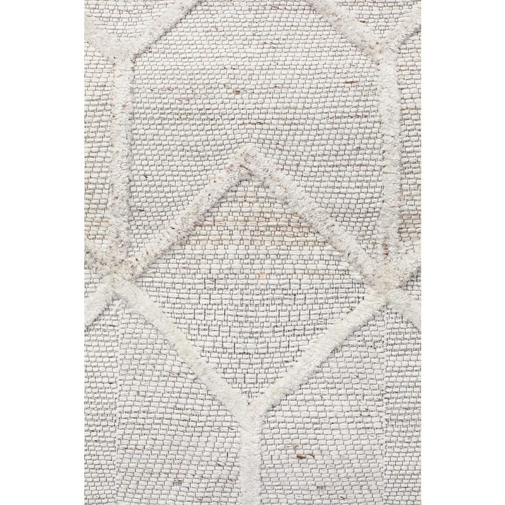 Vienna 2355 Hand Loomed Grey Beige Patterned Wool and Viscose Modern Rug