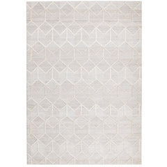 Vienna 2355 Hand Loomed Grey Beige Patterned Wool and Viscose Modern Rug - Rugs Of Beauty - 1
