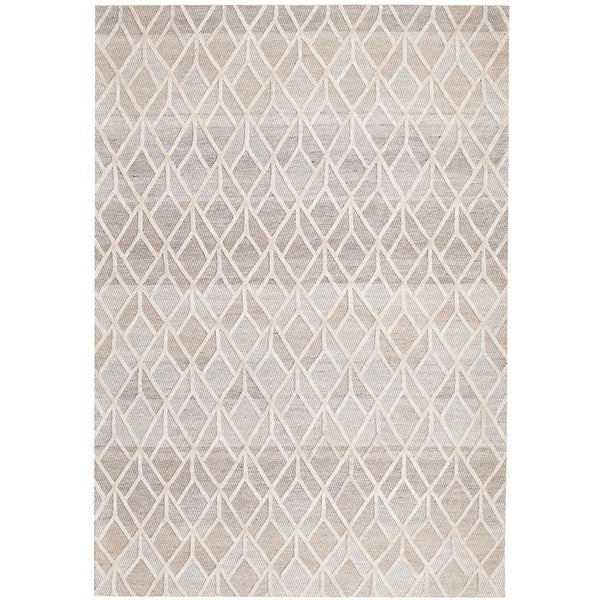 Vienna 2358 Hand Loomed Sand Beige Brown Patterned Wool and Viscose Modern Rug - Rugs Of Beauty - 1