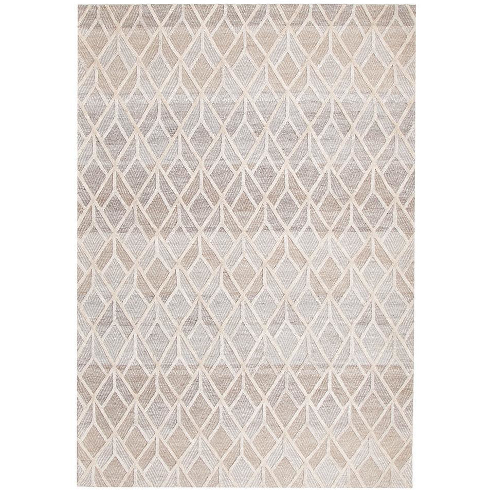 Vienna 2358 Hand Loomed Sand Beige Brown Patterned Wool and Viscose Modern Rug - Rugs Of Beauty - 1