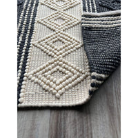 Vanessa 501 Wool Polyester Black White Diamond Striped Rug - Rugs Of Beauty - 3