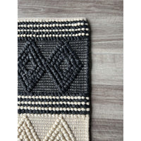 Vanessa 501 Wool Polyester Black White Diamond Striped Rug - Rugs Of Beauty - 4