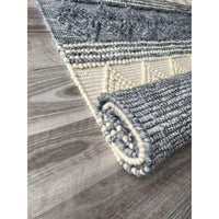 Vanessa 501 Wool Polyester Grey Beige Diamond Striped Rug - Rugs Of Beauty - 5