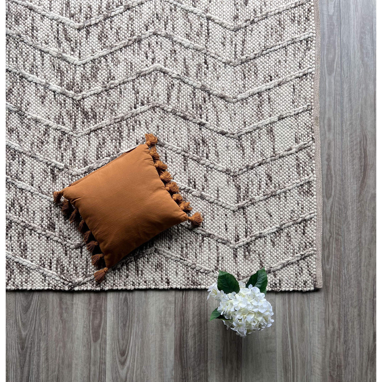 Umea Zig Zag Natural Wool Polyester Rug - Rugs Of Beauty - 2