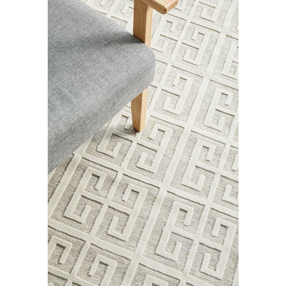 Skien 531 Luxe Modern Natural White Runner Rug - Rugs Of Beauty - 5