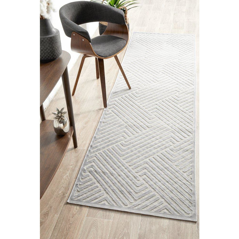 Skien 532 Luxe Modern Silver Grey Runner Rug