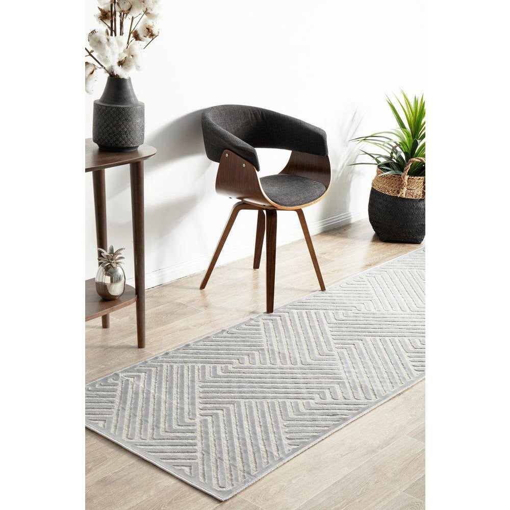 Skien 532 Luxe Modern Silver Grey Runner Rug