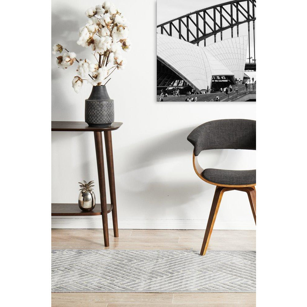 Skien 532 Luxe Modern Silver Grey Runner Rug