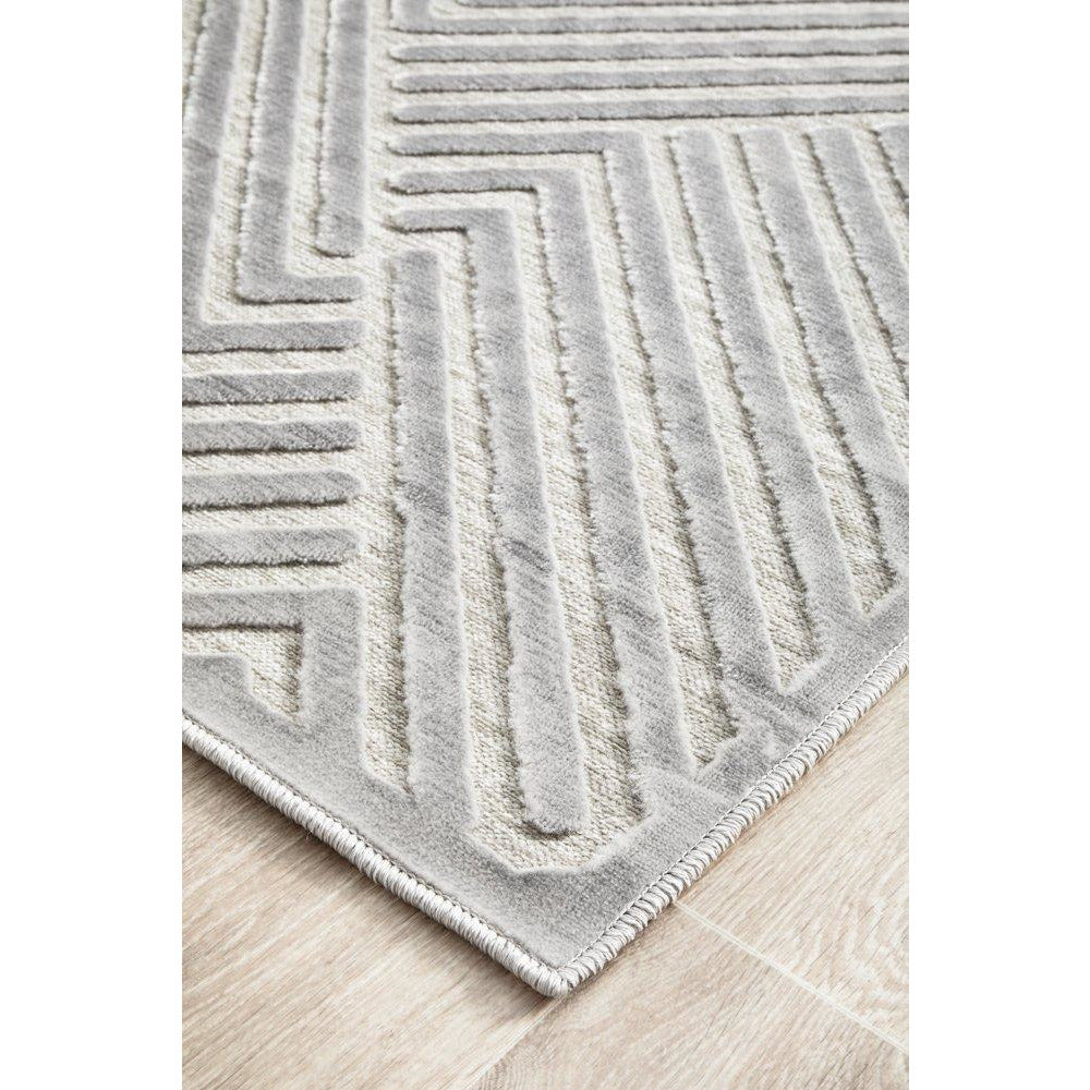 Skien 532 Luxe Modern Silver Grey Runner Rug