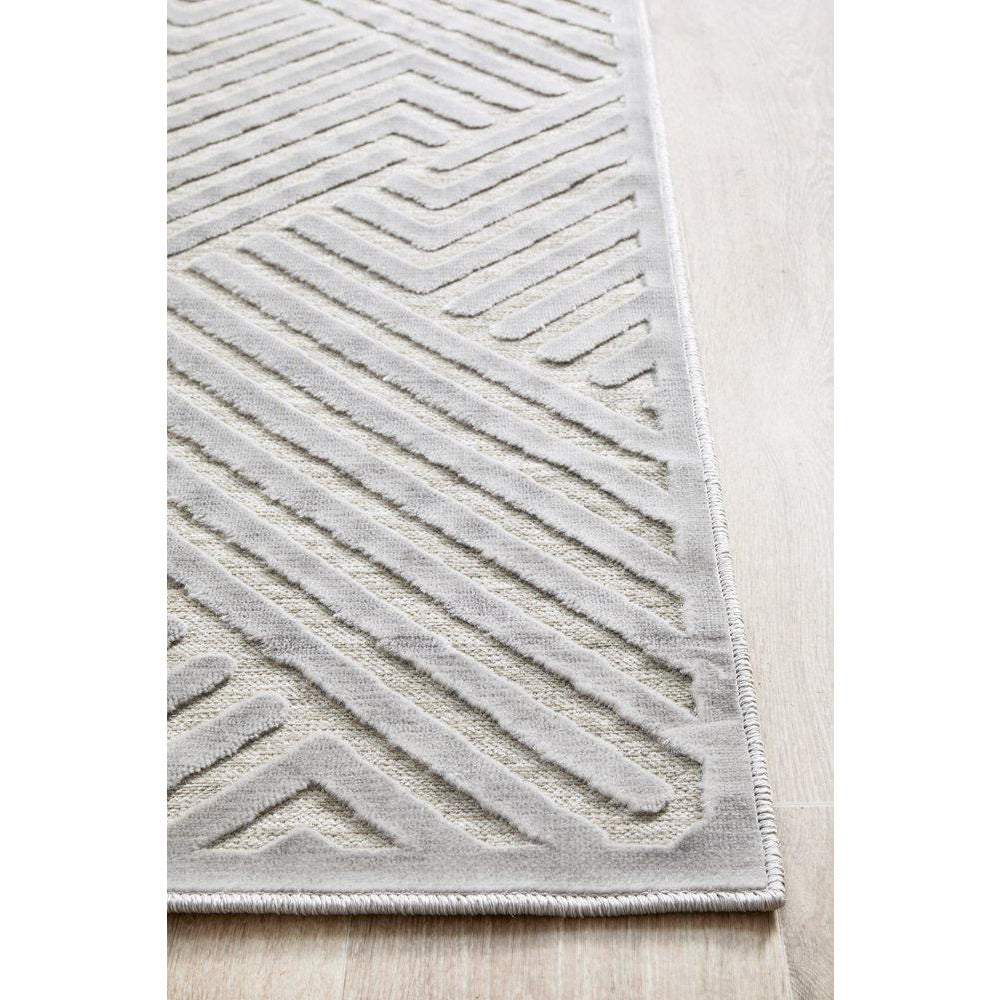 Skien 532 Luxe Modern Silver Grey Runner Rug