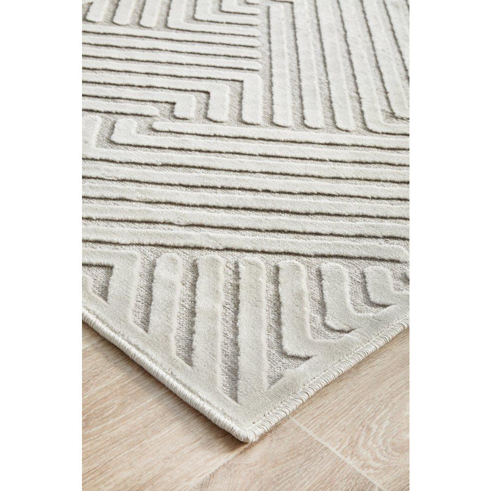 Skien 532 Luxe Modern Natural White Runner Rug - Rugs Of Beauty - 5