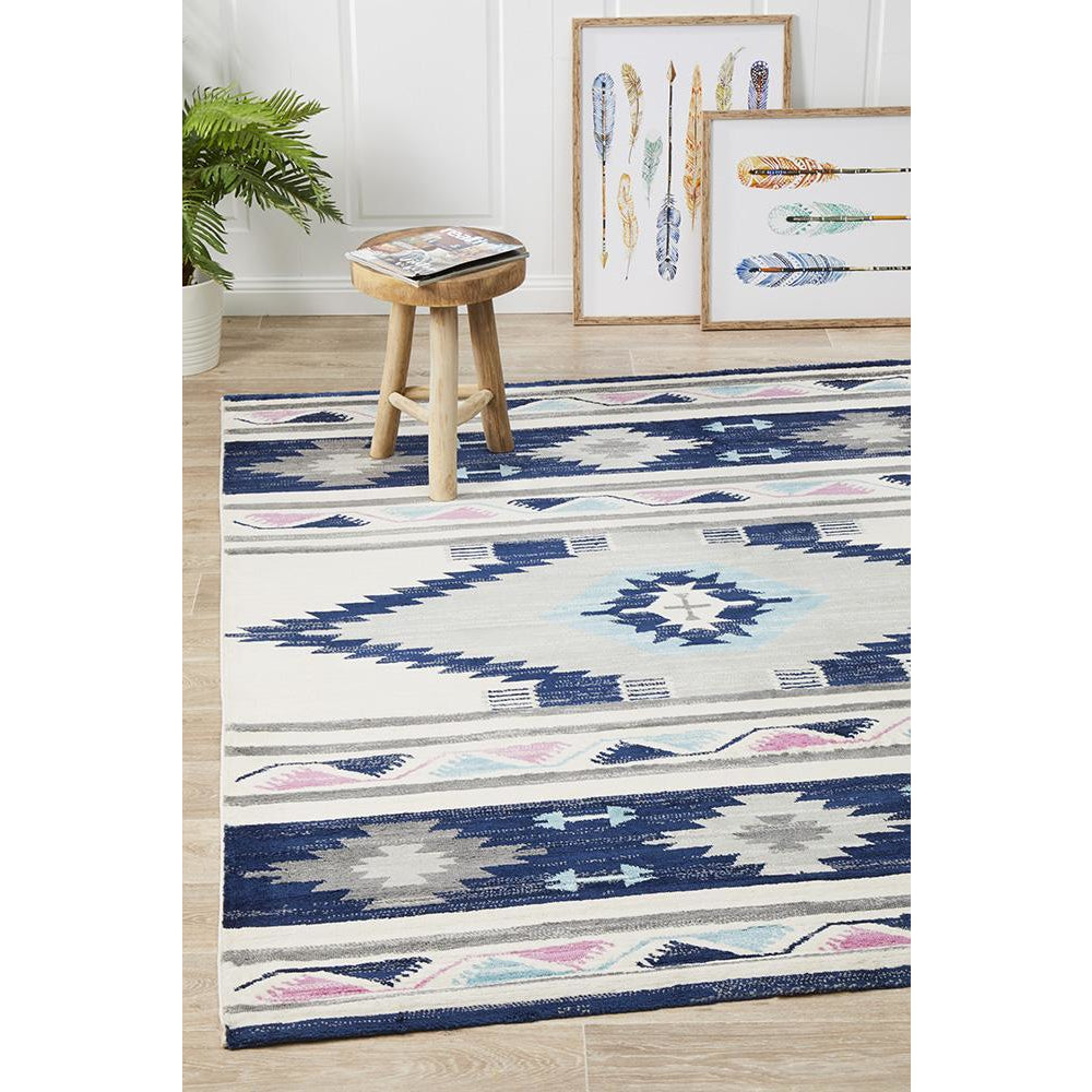 Louga 331 Navy Blue Modern Tribal Rug - Rug Of Beauty - 2