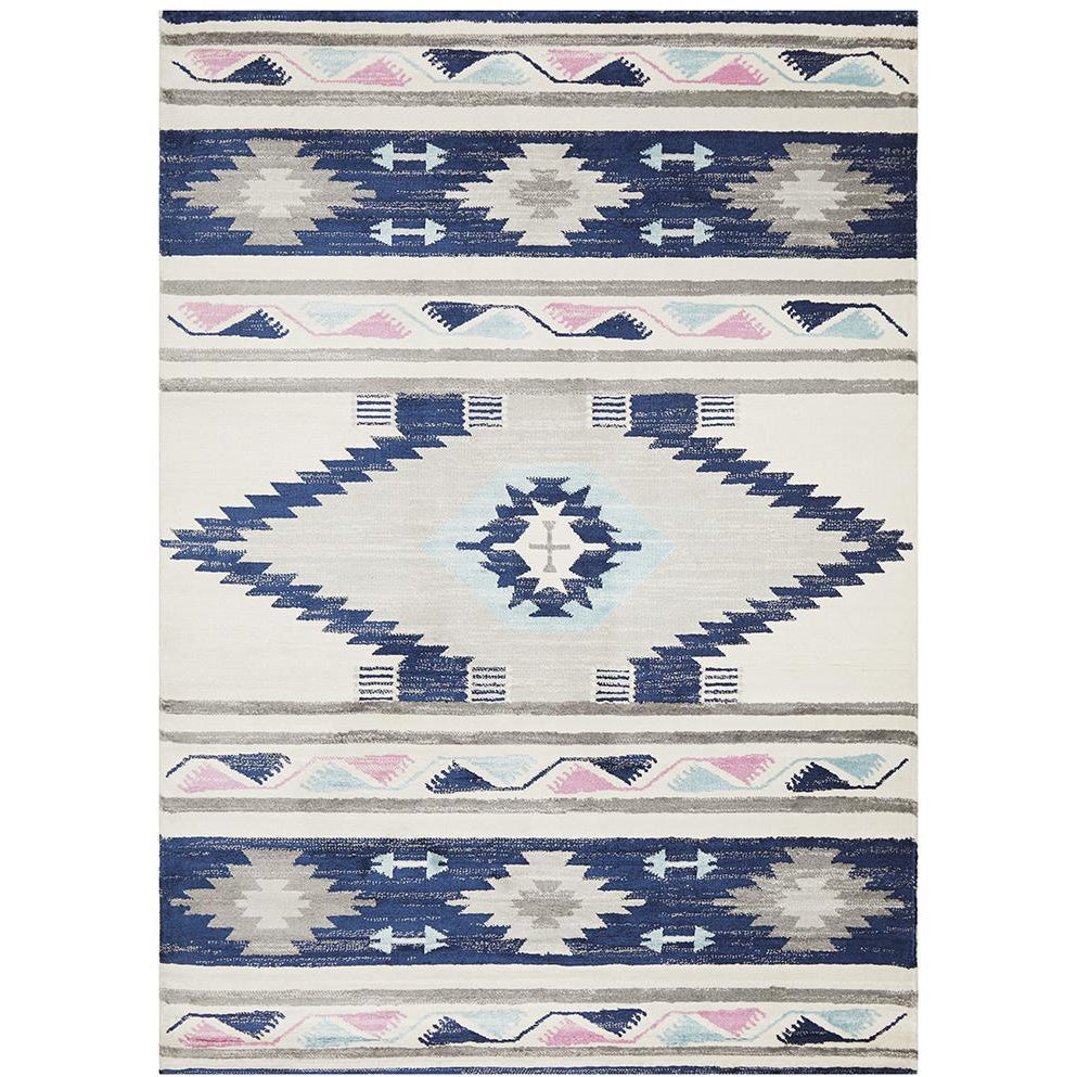 Louga 331 Navy Blue Modern Tribal Rug - Rug Of Beauty - 1