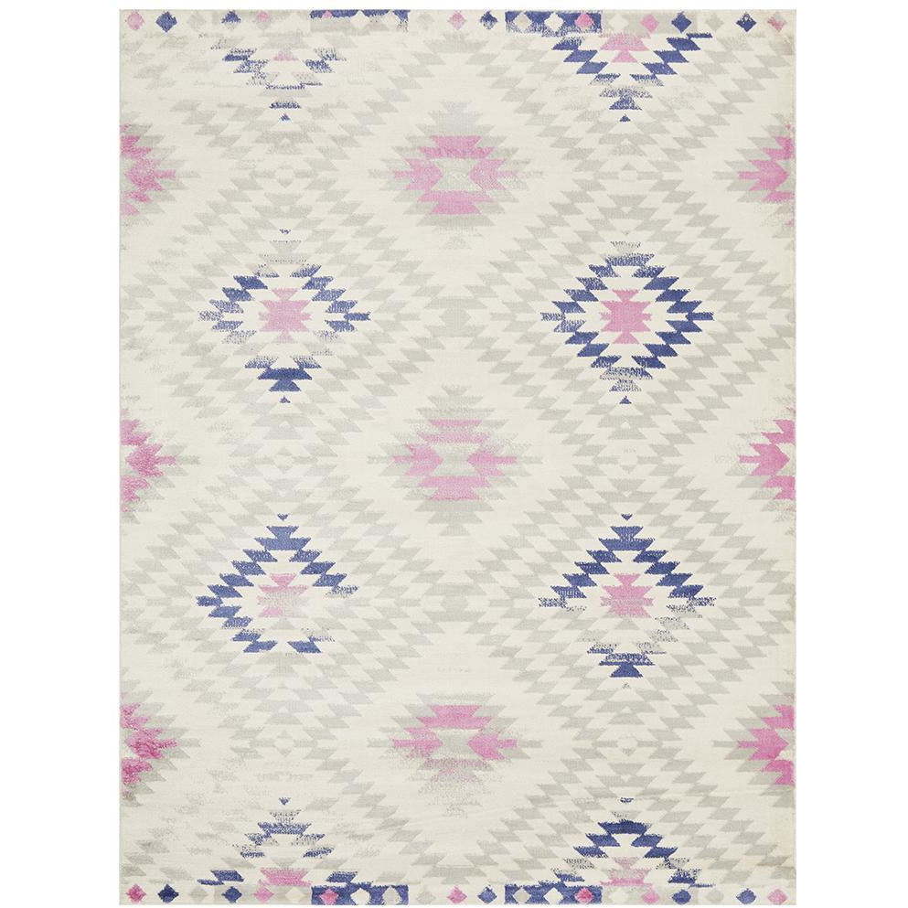 Louga 334 Purple Pink Grey Cream Pastel Modern Tribal Rug - Rug Of Beauty - 1