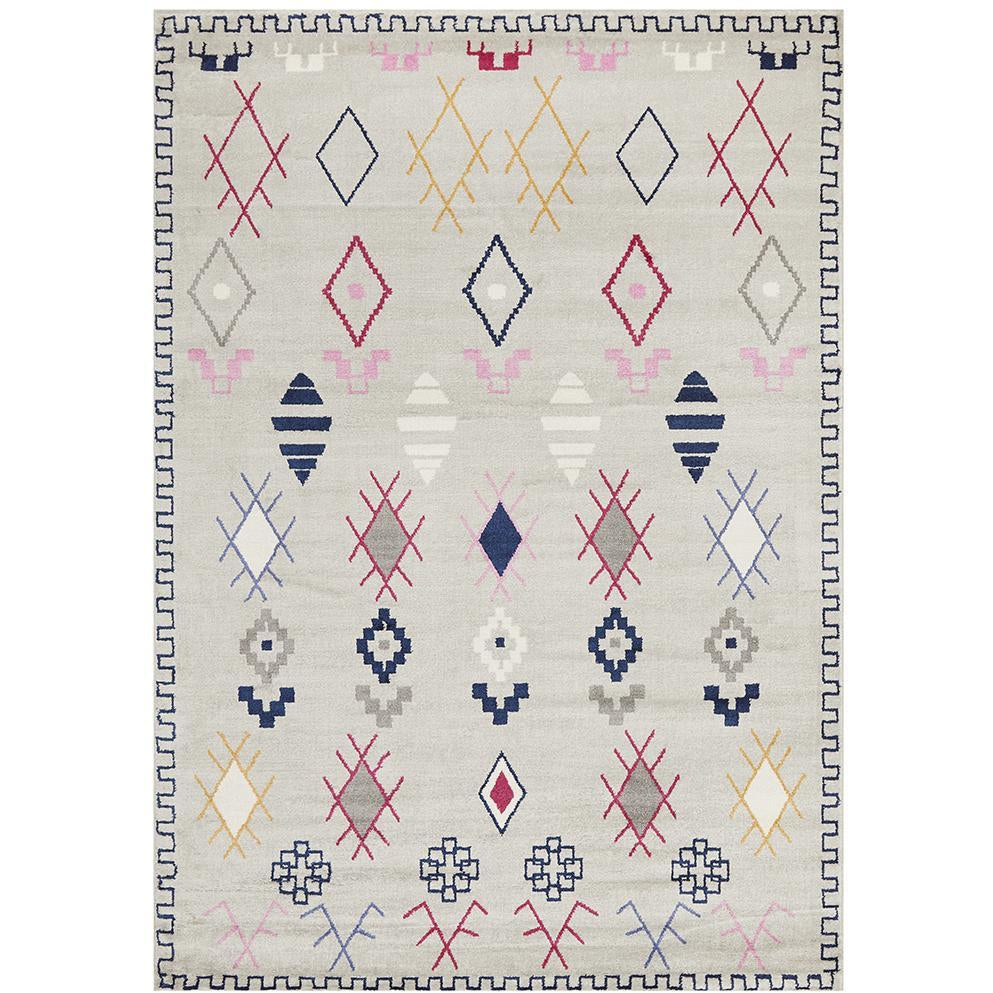 Louga 337 Grey Modern Tribal Rug - Rug Of Beauty - 1