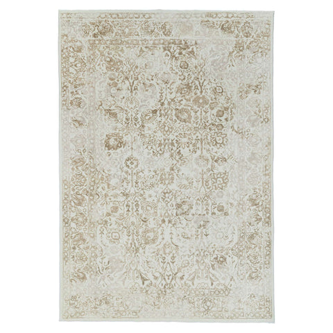 Luxor 2316 Cream and Beige Floral Machine Washable Rug - Rugs Of Beauty - 1