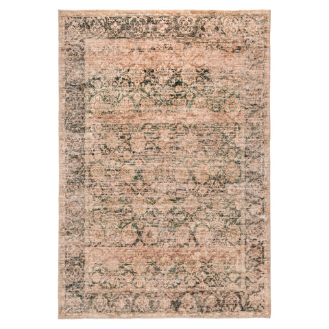 Luxor 2319 Brown and Green Floral Machine Washable Rug - Rugs Of Beauty - 1