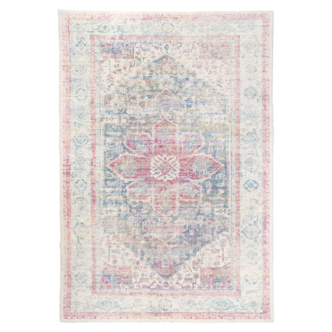 Luxor 2311 Pink and Blue Medallion Machine Washable Rug - Rugs Of Beauty - 1