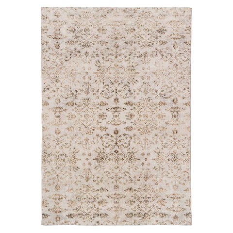 Luxor 2318 Beige and Brown Floral Machine Washable Rug - Rugs Of Beauty - 1