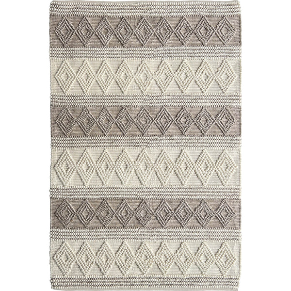 Vanessa 501 Wool Polyester Beige Taupe Diamond Striped Rug - Rugs Of Beauty - 1