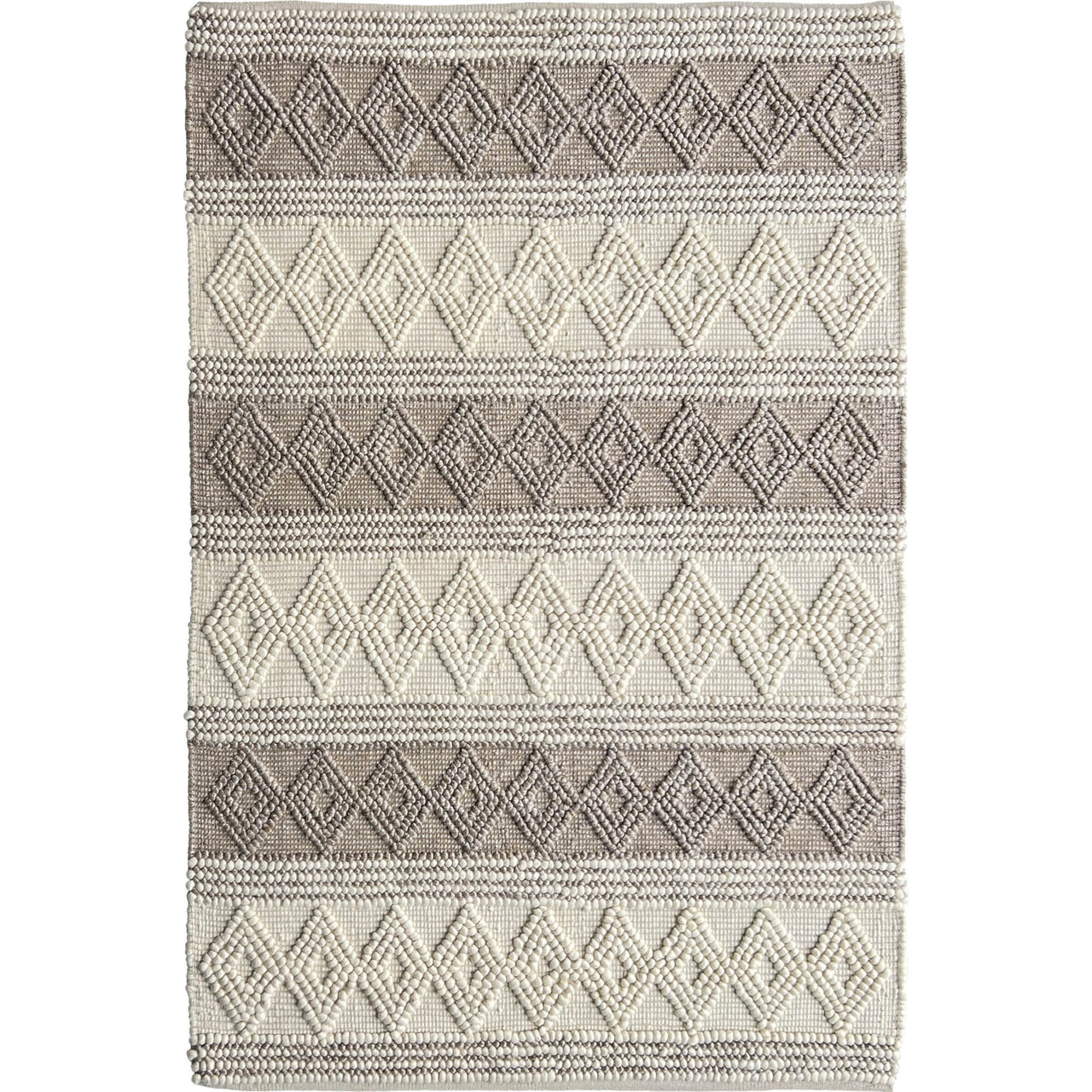 Vanessa 501 Wool Polyester Beige Taupe Diamond Striped Rug - Rugs Of Beauty - 1