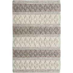 Vanessa 501 Wool Polyester Beige Taupe Diamond Striped Rug - Rugs Of Beauty - 1