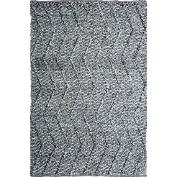 Umea Zig Zag Dark Grey Wool Polyester Rug - Rugs Of Beauty - 1