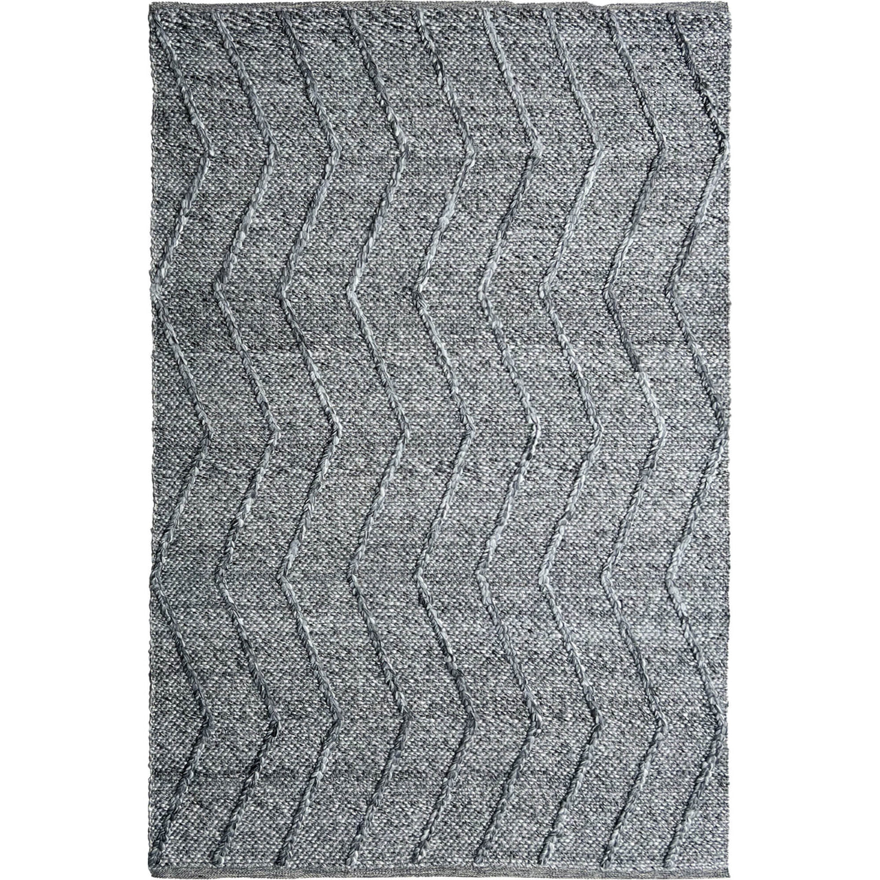 Umea Zig Zag Dark Grey Wool Polyester Rug - Rugs Of Beauty - 1